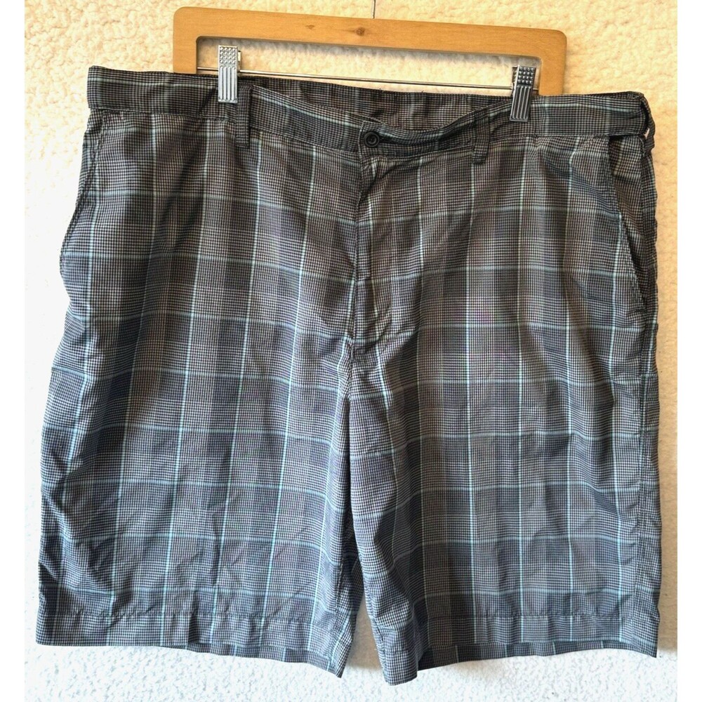 PGA Tour Mens Active Waistband Plaid Golf Shorts Size 40 Pockets Gray Blue‎